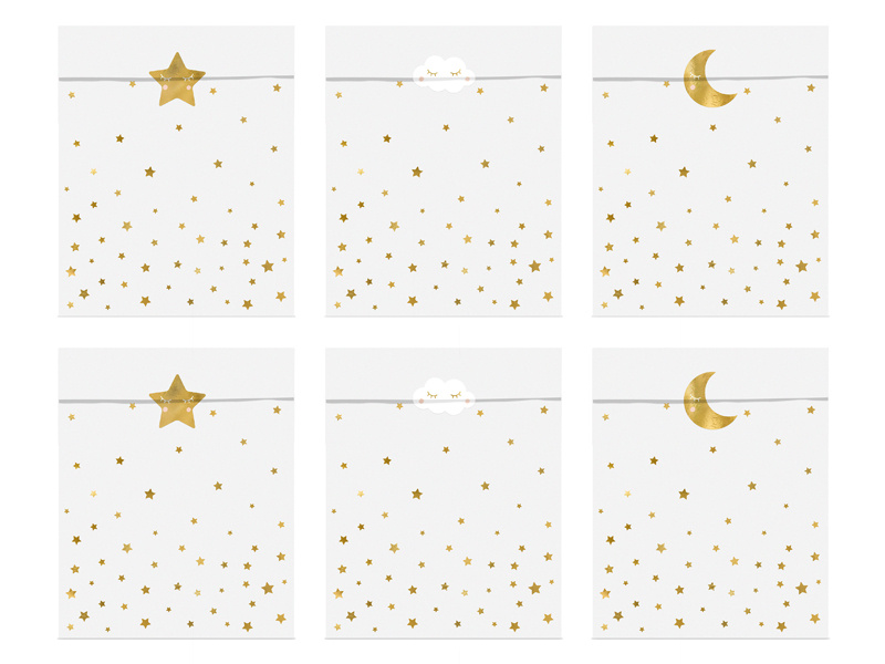 Torebki na słodycze Little Star 13x14cm - zestaw 6 sztuk