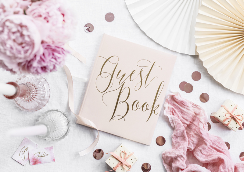 Księga Gości Guest book pudrowy róż - detale