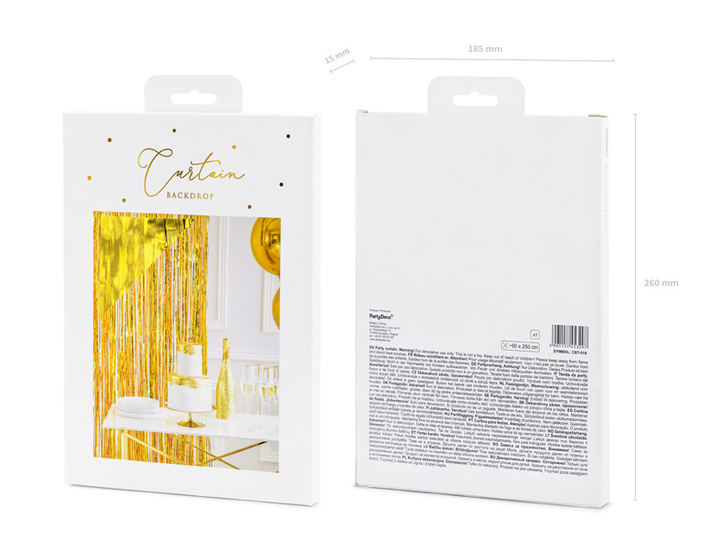 Kurtyna Party złota 90x250cm - detale produktu