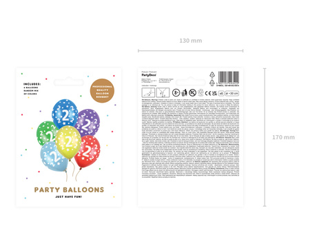 Balony 30cm, 2nd Birthday, Metallic Mix (1 op. / 6 szt.)