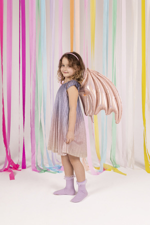 Balon foliowy Skrzydła Nietoperza, różowe holograficzne, 85 x 50 cm