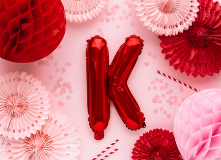 Balon foliowy Litera ''K'', 35cm, czerwony