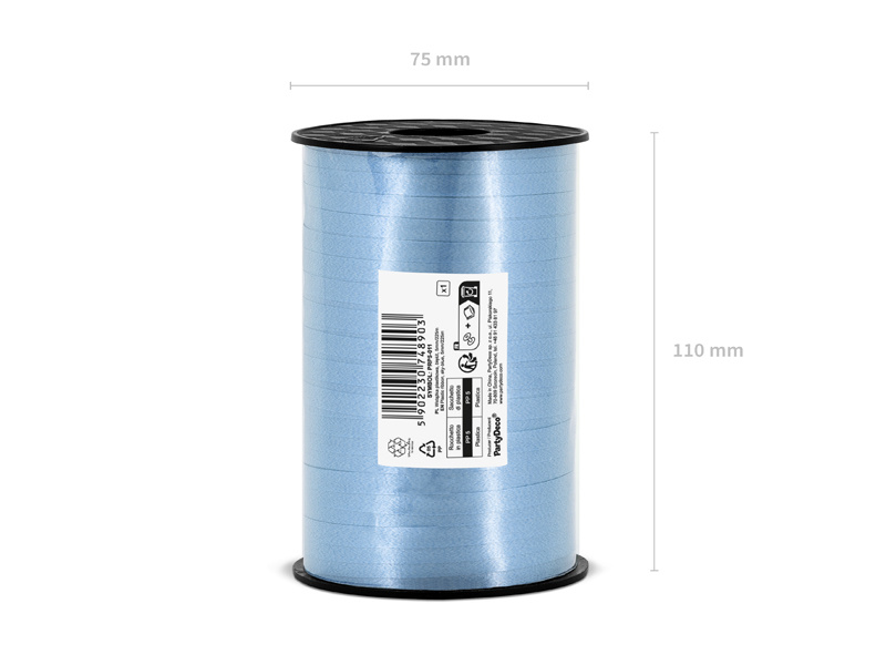 Plastikowa wstążka błękitna 5mm 225m z bliska