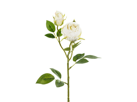 Sztuczny Kwiat - Róża z dwoma pąkami, 55 cm, jasny krem