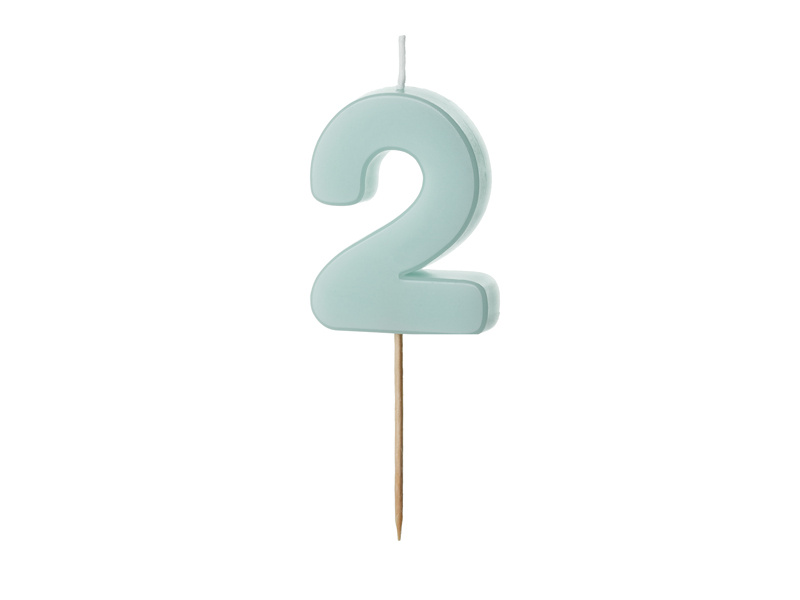 Świeczka urodzinowa cyferka 2 jasny niebieski 5,5 cm