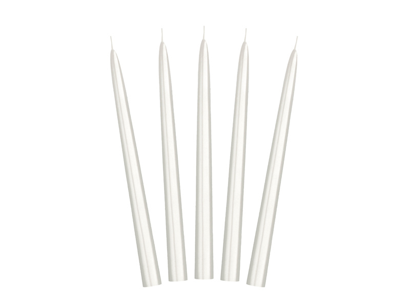 Świeca stożkowa metalizowana perłowy 24cm - opakowanie 10 sztuk