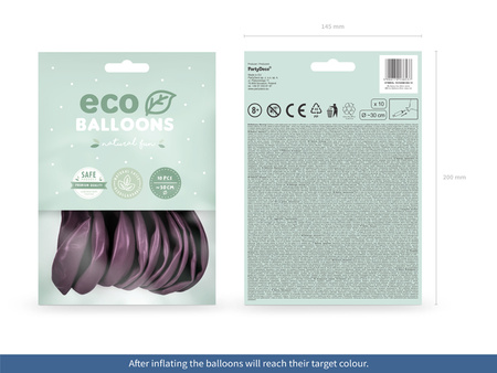 Balony Eco 26cm metalizowane, bordo (1 op. / 10 szt.)