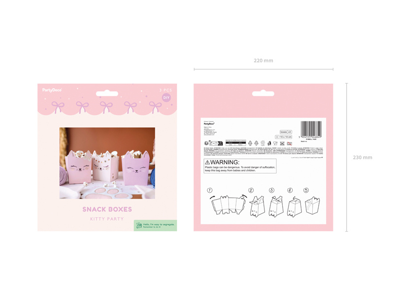 Kolorowe pudełka na przekąski z motywem kotów