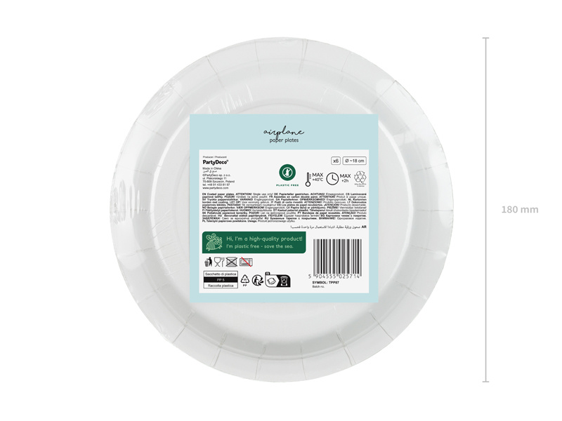 Kolorowe talerzyki papierowe Samolot