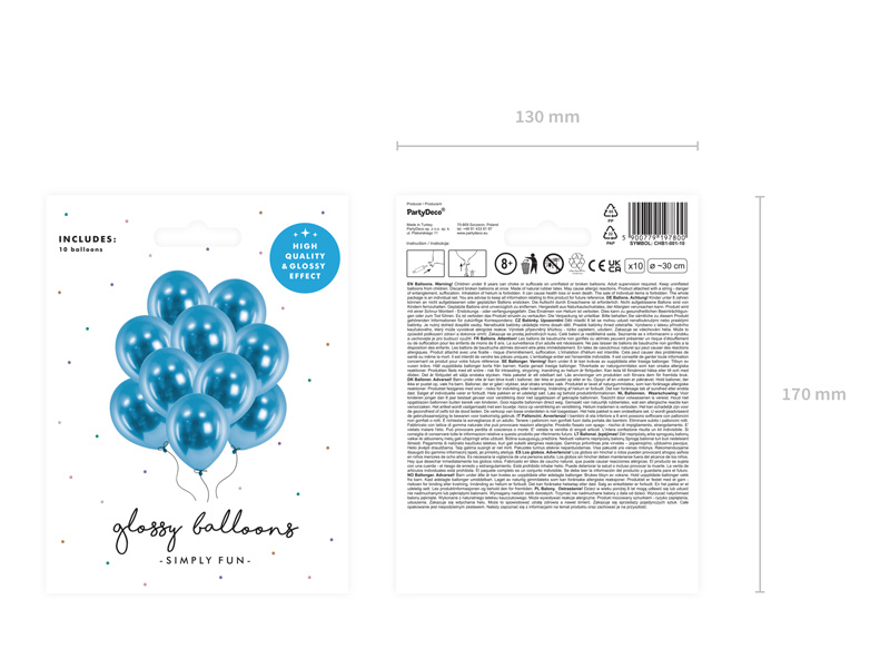 Balony Glossy 30cm niebieski - balony napompowane