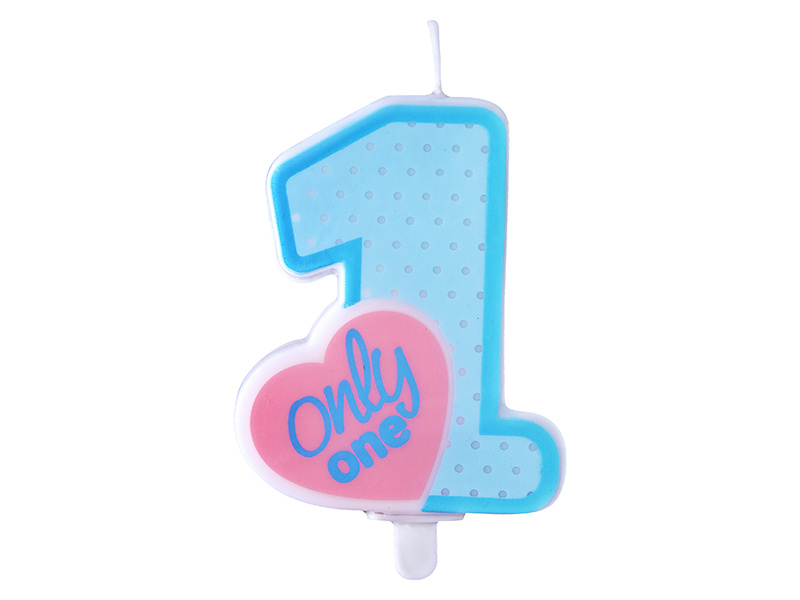 Błękitna świeczka urodzinowa Only One 8 cm
