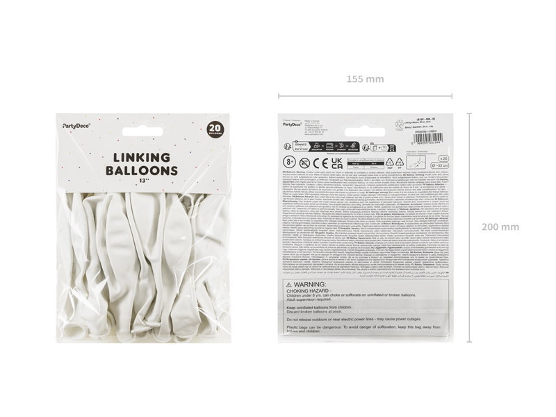 Białe balony z łącznikiem 33 cm - przykład zastosowania