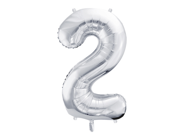 Balon foliowy cyfra 2 srebrny 86 cm
