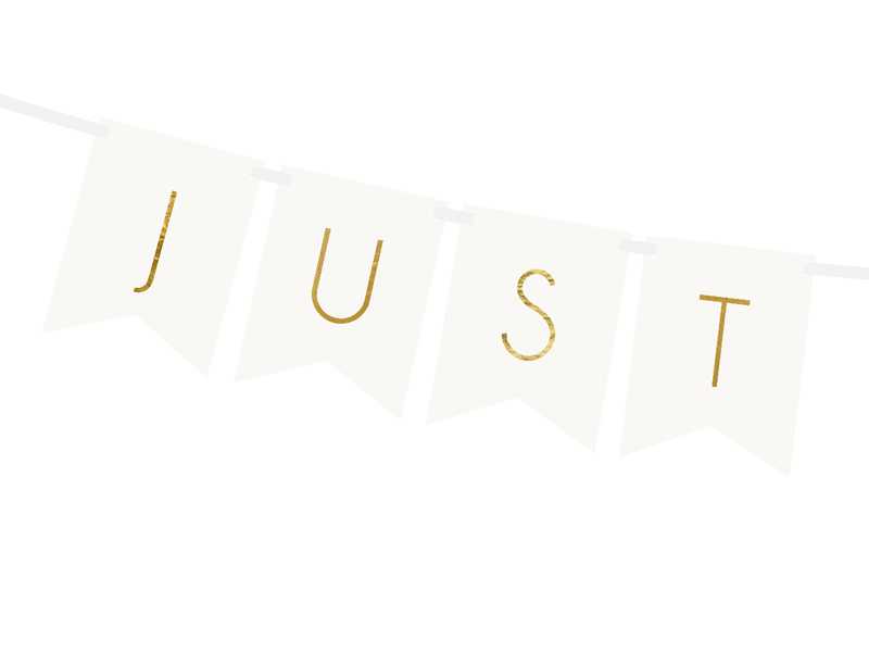 Baner Just Married - szczegóły liter