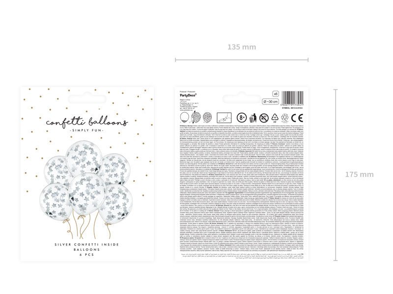 Balony z konfetti gwiazdki 30cm srebrny – aranżacja