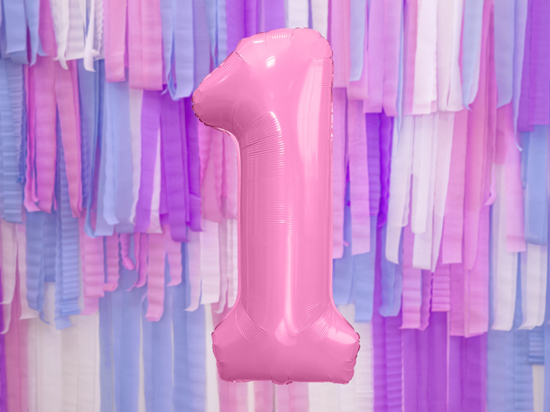 Balon foliowy cyfra 1 różowy - aranżacja