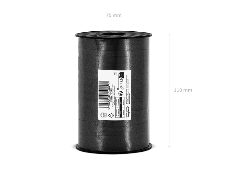 Wstążka plastikowa czarna 5mm/225m – zbliżenie