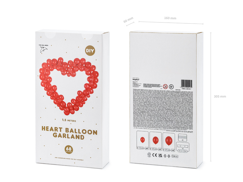 Elementy zestawu girlandy balonowej Serce