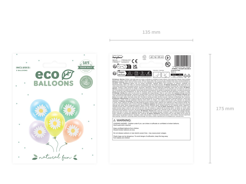 Balony Eco 30 cm Stokrotki mix – nadruk dwustronny