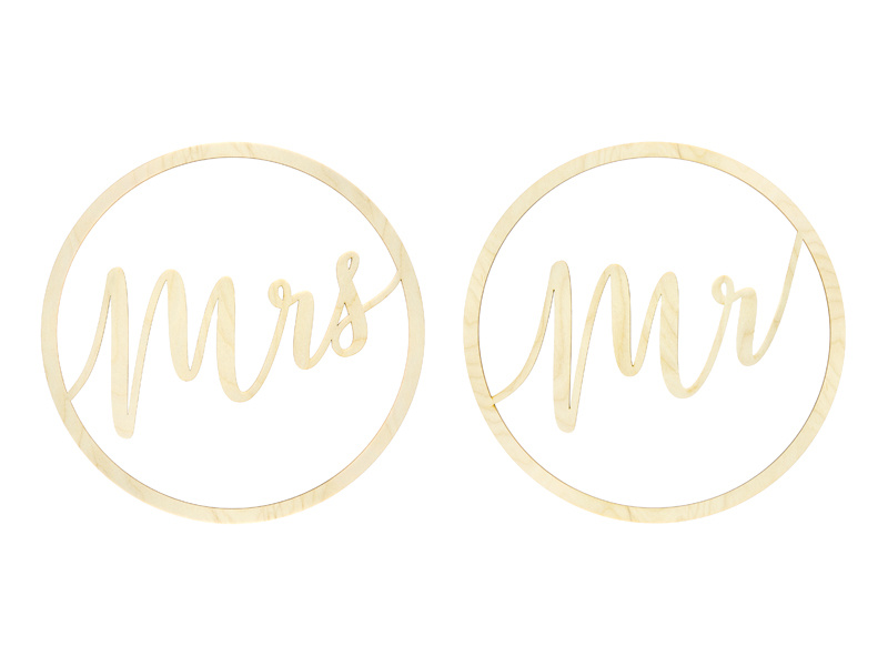 Zawieszki dekoracyjne Mr Mrs, 38cm