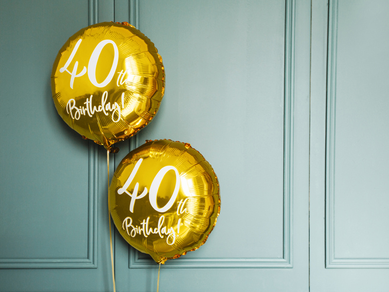 Balon foliowy 40th Birthday złoty 45cm - zdjęcie 5