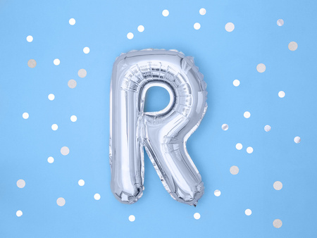 Balon foliowy Litera ''R'', 35cm, srebrny