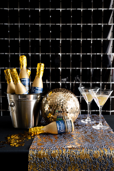 Tuba z konfetti Szampan, złoty, 20.5cm - zdjęcie 6