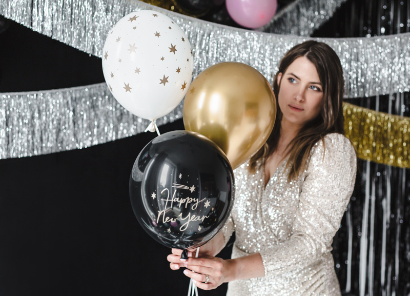Balony Happy New Year – detale nadruku i kolory