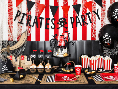Baner Piraci - Pirates Party, czarny, 14x100cm