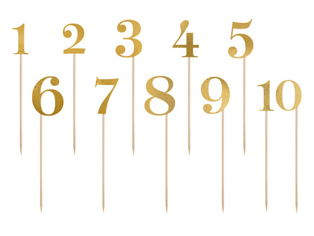 Numery na stół, złoty, 25,5-26,5cm (1 op. / 11 szt.)