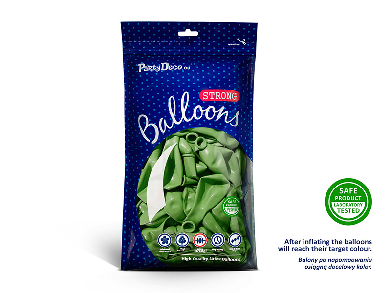 Balony Strong 30cm Metallic Bright Green – połyskliwy efekt