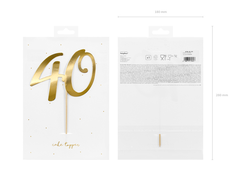 Topper na tort 40 złoty - zdjęcie 3