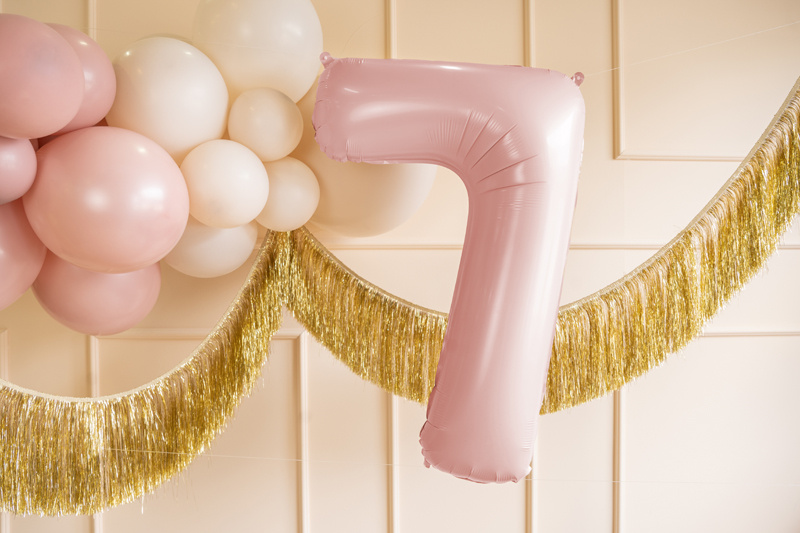 Balon foliowy cyfra 7 jasny różowy - detale produktu