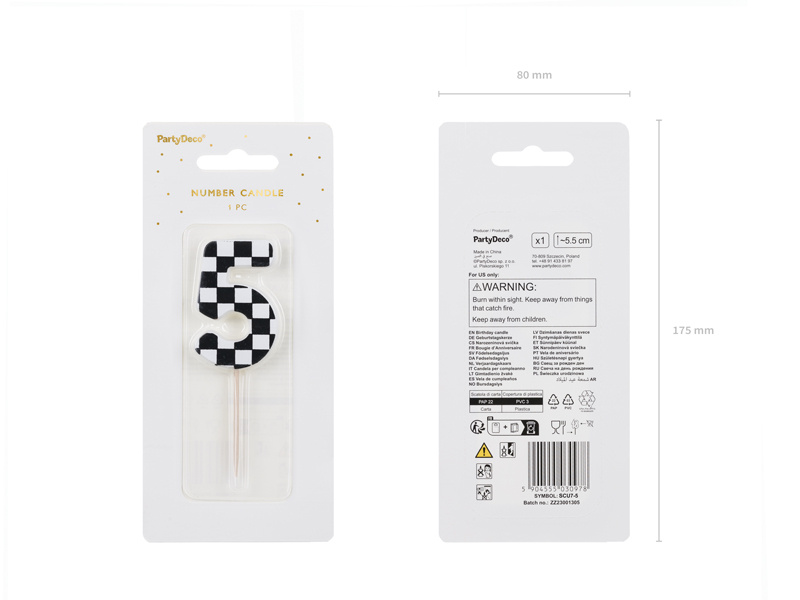 Świeczka cyferka 5 na patyczku