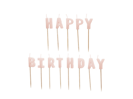 Świeczki urodzinowe Happy Birthday, 2,5 cm, różowy (1 op. / 13 szt.)