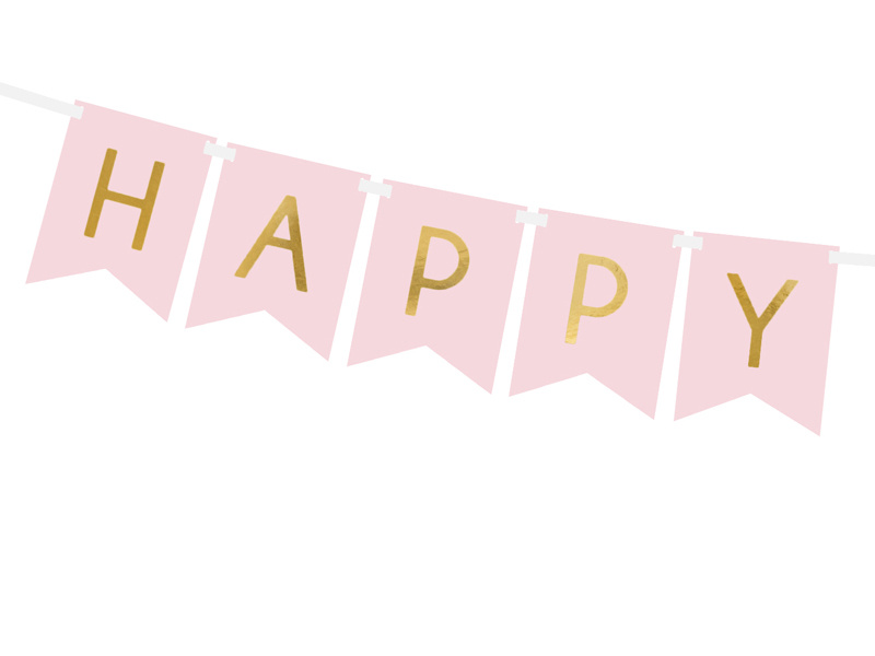 Baner Happy Birthday jasnoróżowy - szczegóły liter