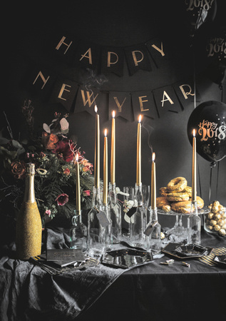 Świeca stożkowa metalizowana, złoty, 29cm (1 op. / 10 szt.)