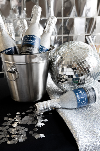 Tuba z konfetti Szampan srebrny 20.5 cm - zdjęcie 5