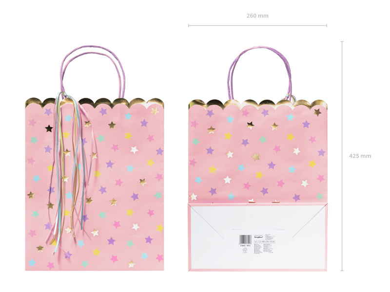 Torebki na prezenty Gwiazdki, mix, 26x32x13cm - widok z boku