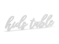 Drewniany napis Kids table, biały, 38x10cm
