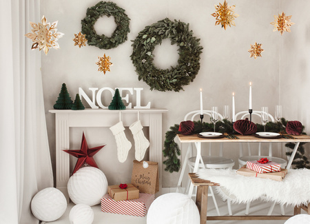 Torebki na prezenty Merry Christmas, kraft, 25x11x27cm (1 op. / 3 szt.)