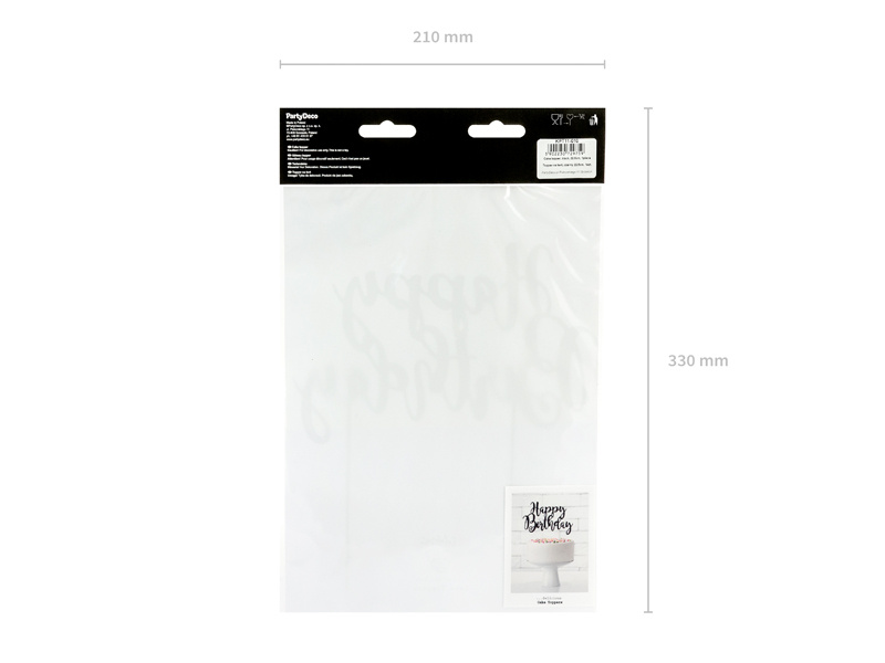 Topper na tort Happy Birthday czarny 22,5 cm - prezentacja produktu