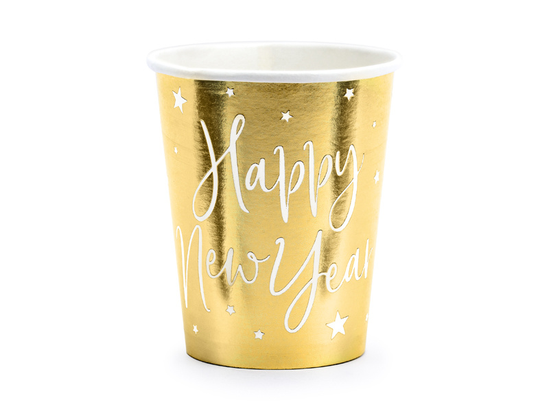 Kubeczki Happy New Year, złoty, 220ml – opakowanie