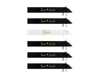 Szarfy Bride to be i Bride, czarne i biała (1 op. / 6 szt.)