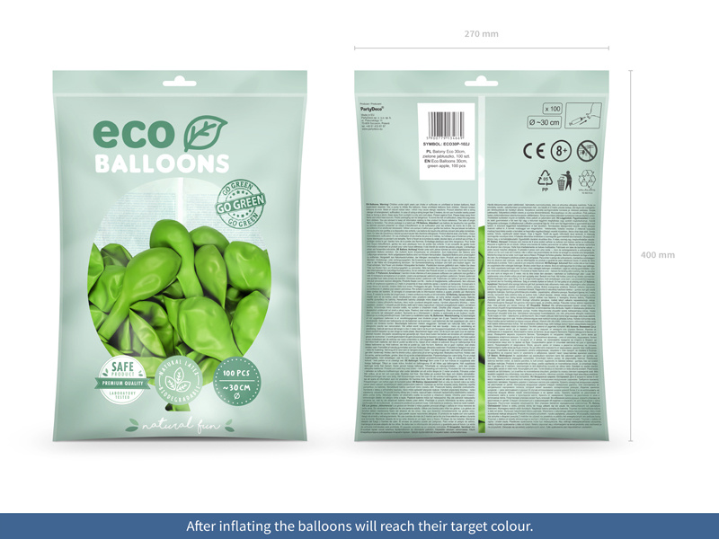 Balony Eco pastelowe zielone jabłuszko 30cm - zdjęcie 2