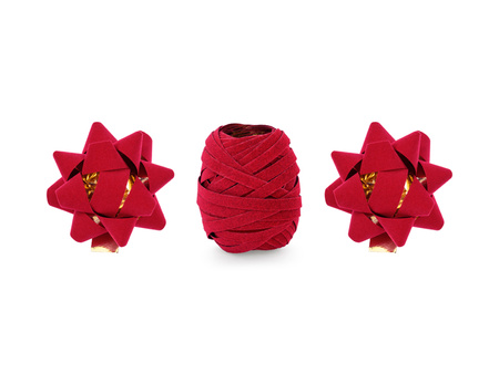 Zestaw welurowych wstążek i rozetek, czerwony, mix (1 op. / 3 szt.)