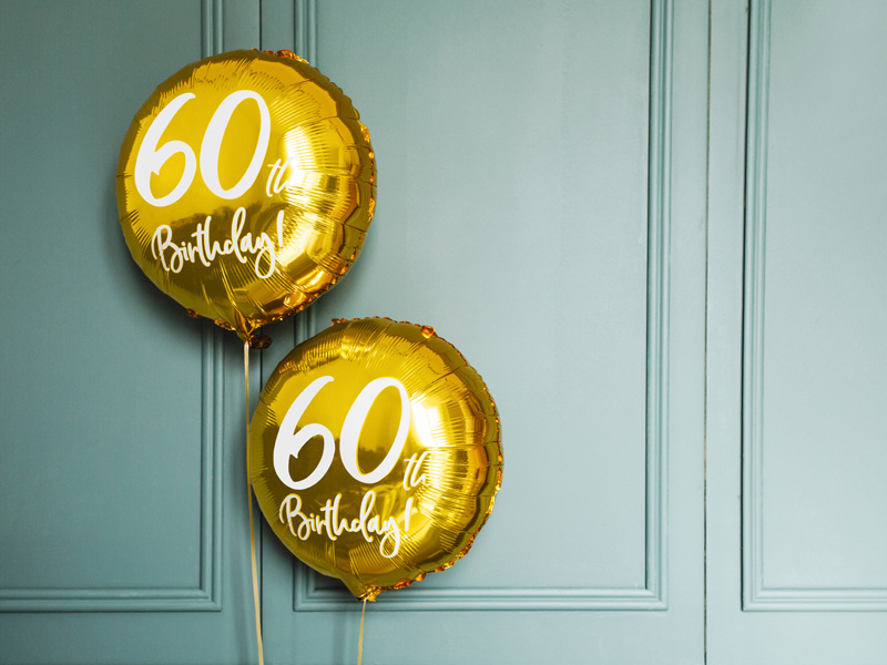 Balon foliowy 60th Birthday złoty detale