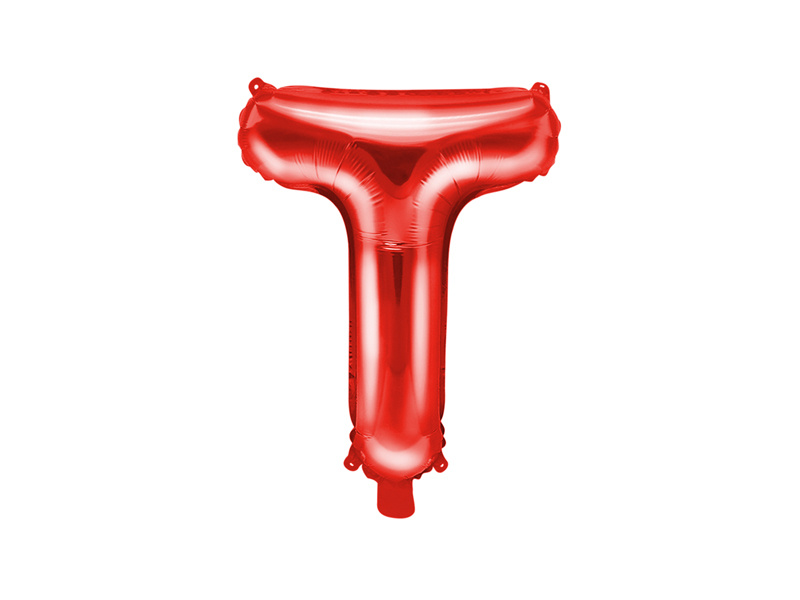 Balon foliowy litera T czerwony 35 cm