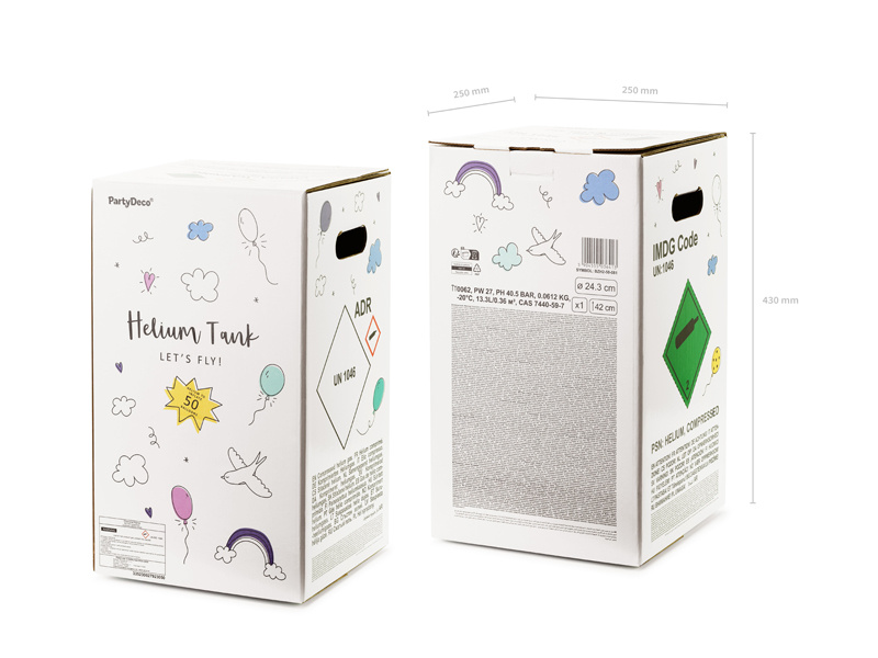 Różowa butla z helem - widok z góry