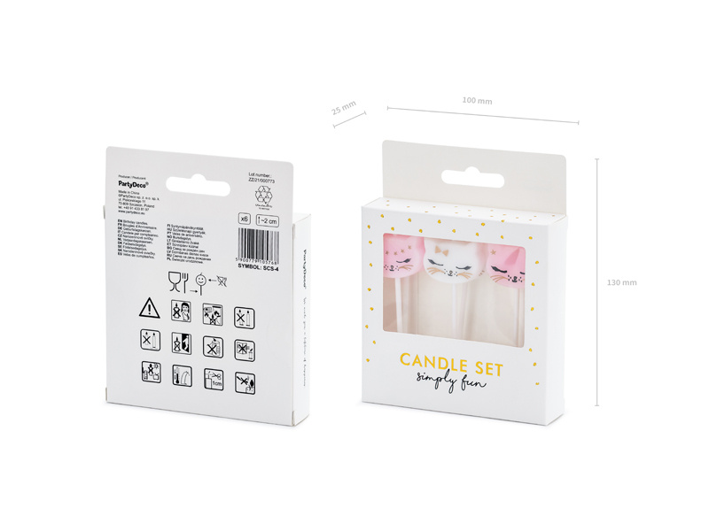 Bezpieczne świeczki urodzinowe Kotek na tort